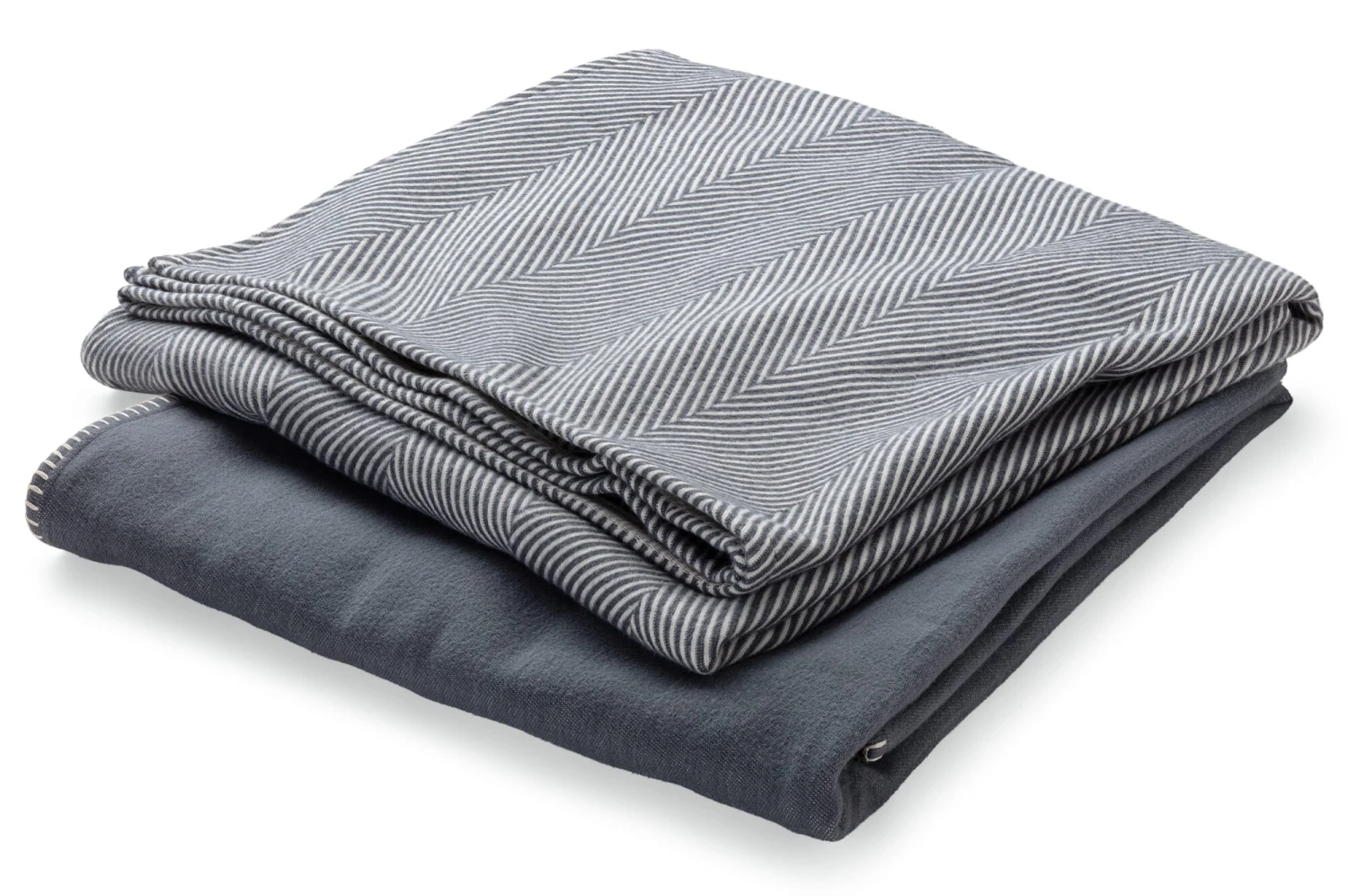 Baumwolldecke Blaugrau-weiß, Fischgrat 3 Baumwolldecke Blaugrau-weiß, Fischgrat – Bild 3