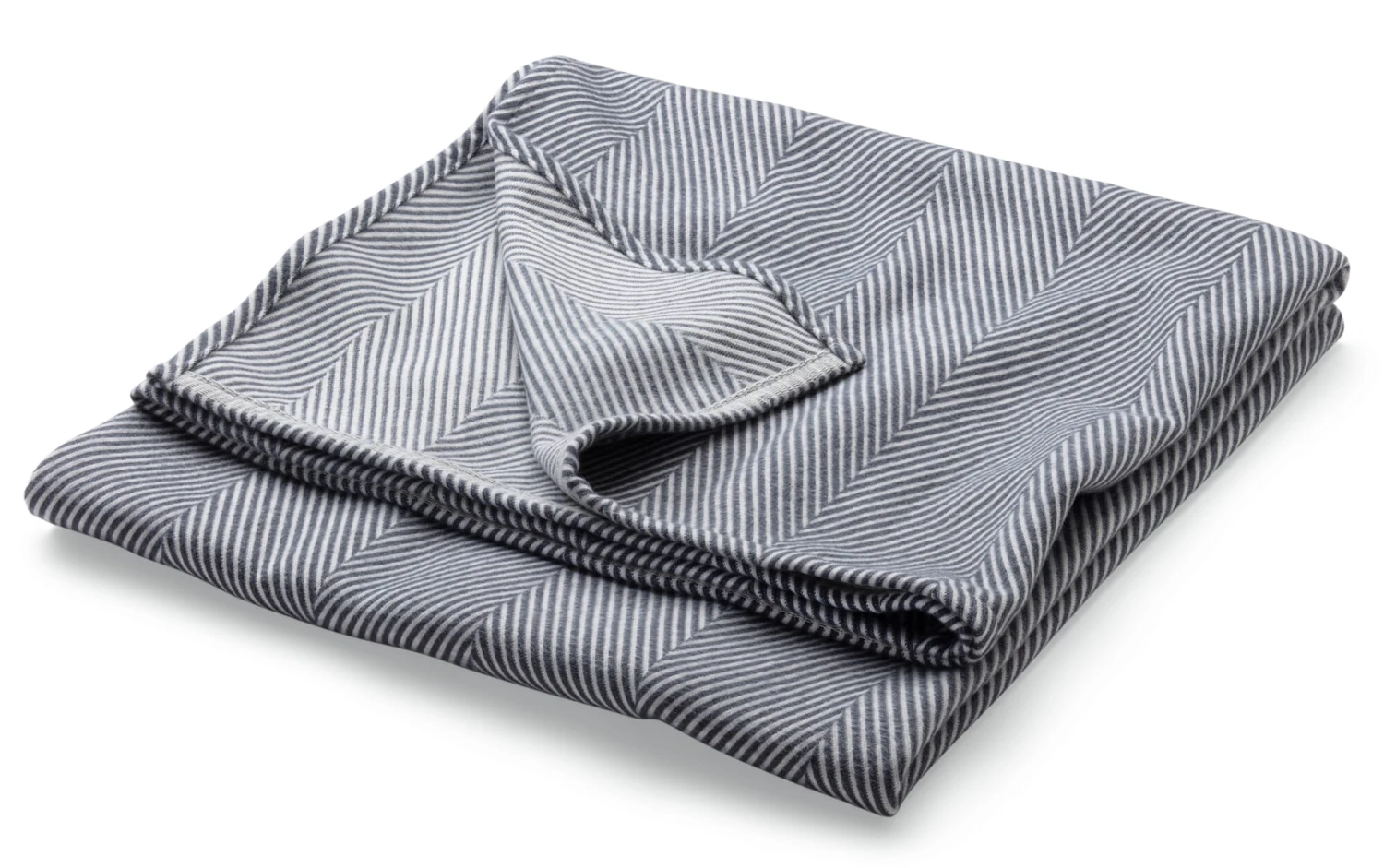 Baumwolldecke Blaugrau-weiß, Fischgrat 1 Baumwolldecke Blaugrau-weiß, Fischgrat