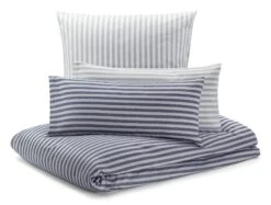 Bettbezug Halbleinen Gestreift, Blau-Grau, 135 × 200 Cm -Optimal Einrichtungs Geschäft bettbezug halbleinen gestreift 4