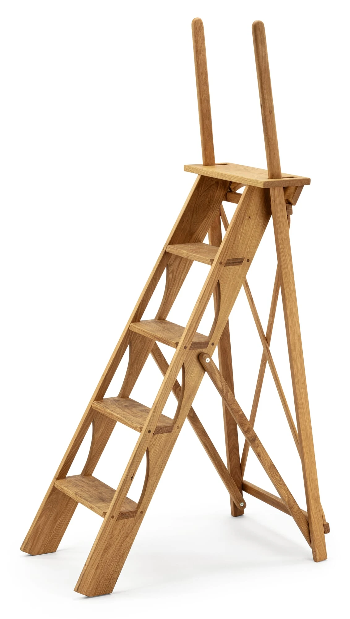 Bibliotheksleiter Mit Griffholmen, Eiche 1 Bibliotheksleiter Mit Griffholmen, Eiche