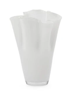 Faltenvase Groß, Weiß