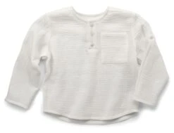 Kinder-Henley-Shirt Musselin, Weiß