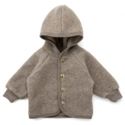 Engel Kinder-Jacke Schurwollfleece, Braunmelange
