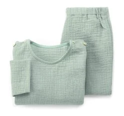 Kinder-Schlafanzug Musselin, Grüngrau 6 Kinder-Schlafanzug Musselin, Grüngrau -Optimal Einrichtungs Geschäft kinder schlafanzug musselin 2