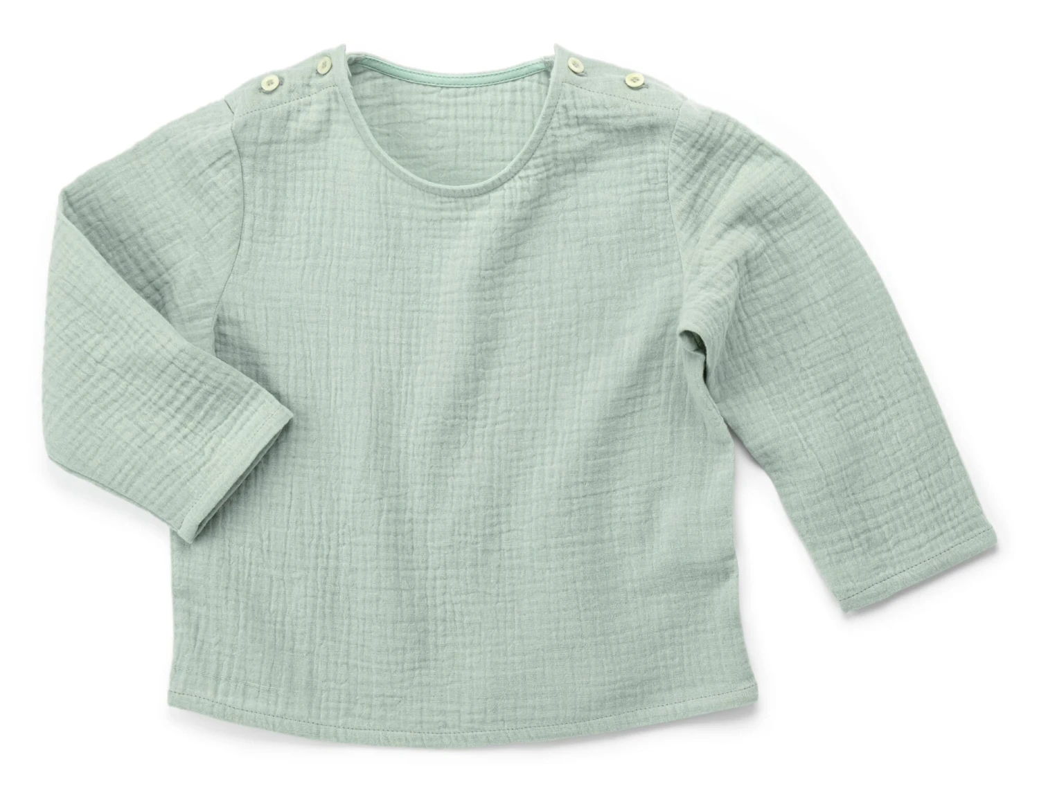 Kinder-Schlafanzug Musselin, Grüngrau 1 Kinder-Schlafanzug Musselin, Grüngrau