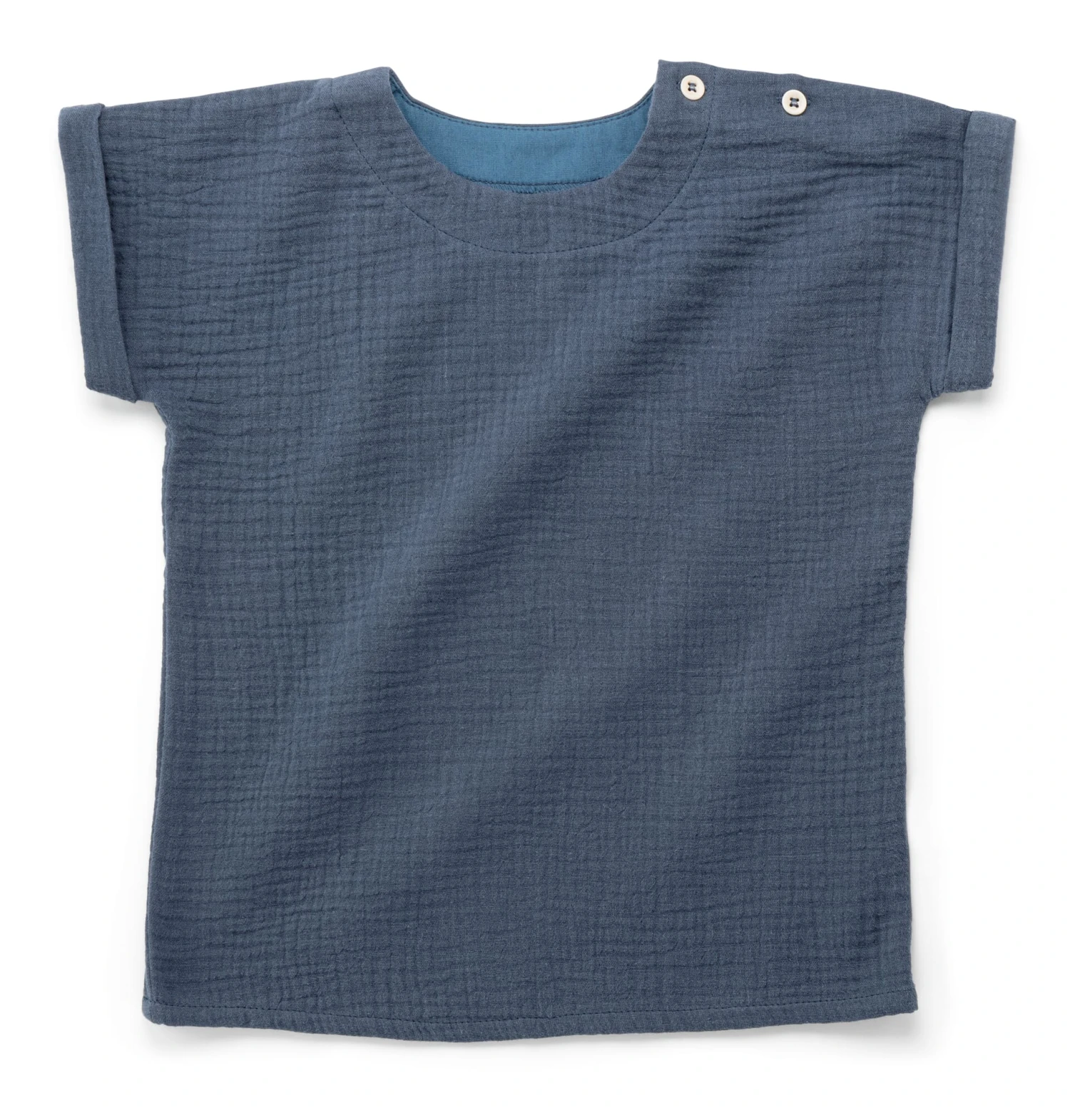 Kinder-T-Shirt Musselin, Jeansblau 1 Kinder-T-Shirt Musselin, Jeansblau