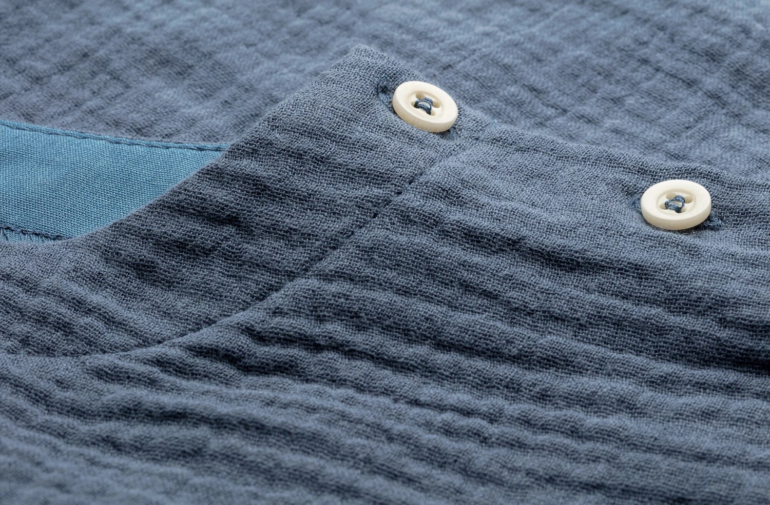 Kinder-T-Shirt Musselin, Jeansblau 3 Kinder-T-Shirt Musselin, Jeansblau – Bild 3