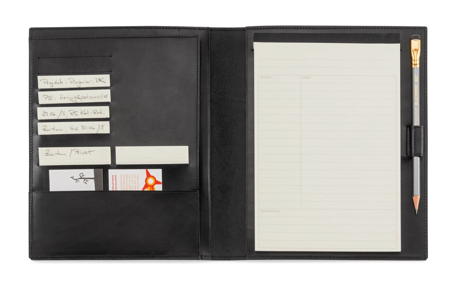 Konferenz- Und Projektmappe Rindhalsleder, A5, Schwarz 2 Konferenz- Und Projektmappe Rindhalsleder, A5, Schwarz – Bild 2