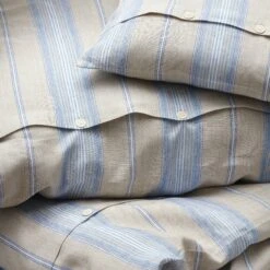 Kopfkissenbezug Leinen Gestreift, Blauer Streifen, 40 × 40 Cm -Optimal Einrichtungs Geschäft kopfkissenbezug leinen gestreift 2