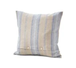 Kopfkissenbezug Leinen Gestreift, Blauer Streifen, 40 × 40 Cm