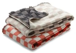 Merinowolldecke Schachbrett, Rot-Natur -Optimal Einrichtungs Geschäft merinowolldecke schachbrett 4