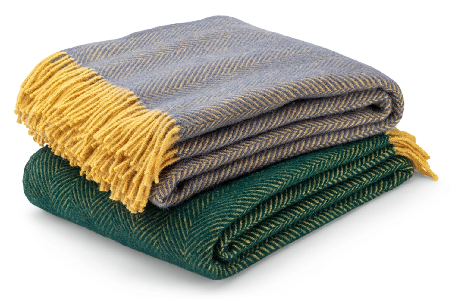 Schurwolldecke Fischgrat, Dunkelgrün 3 Schurwolldecke Fischgrat, Dunkelgrün – Bild 3
