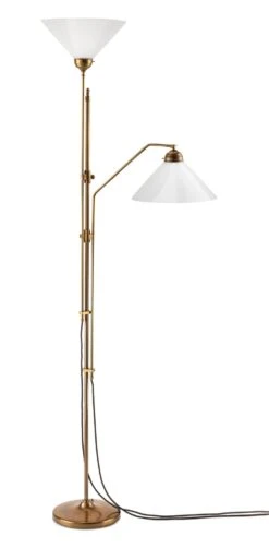 Standleuchte Messing Zweifach, Schukostecker