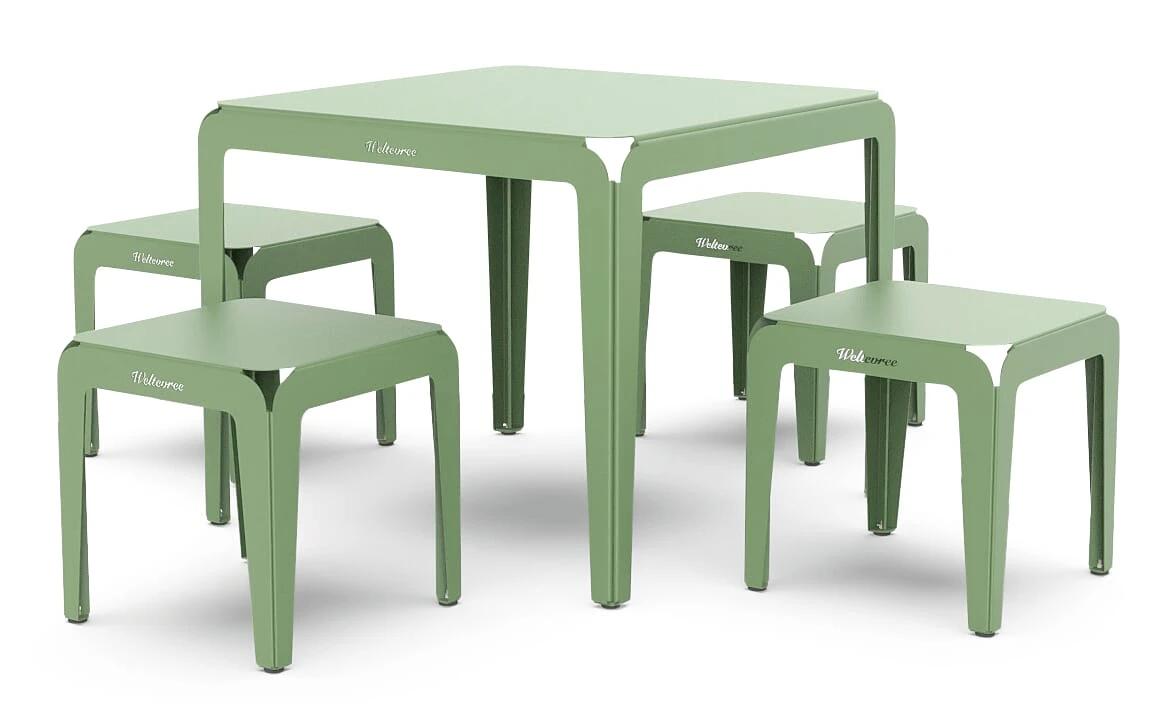 Tisch Bended Table 90, RAL 6021 Blassgrün 2 Tisch Bended Table 90, RAL 6021 Blassgrün – Bild 2