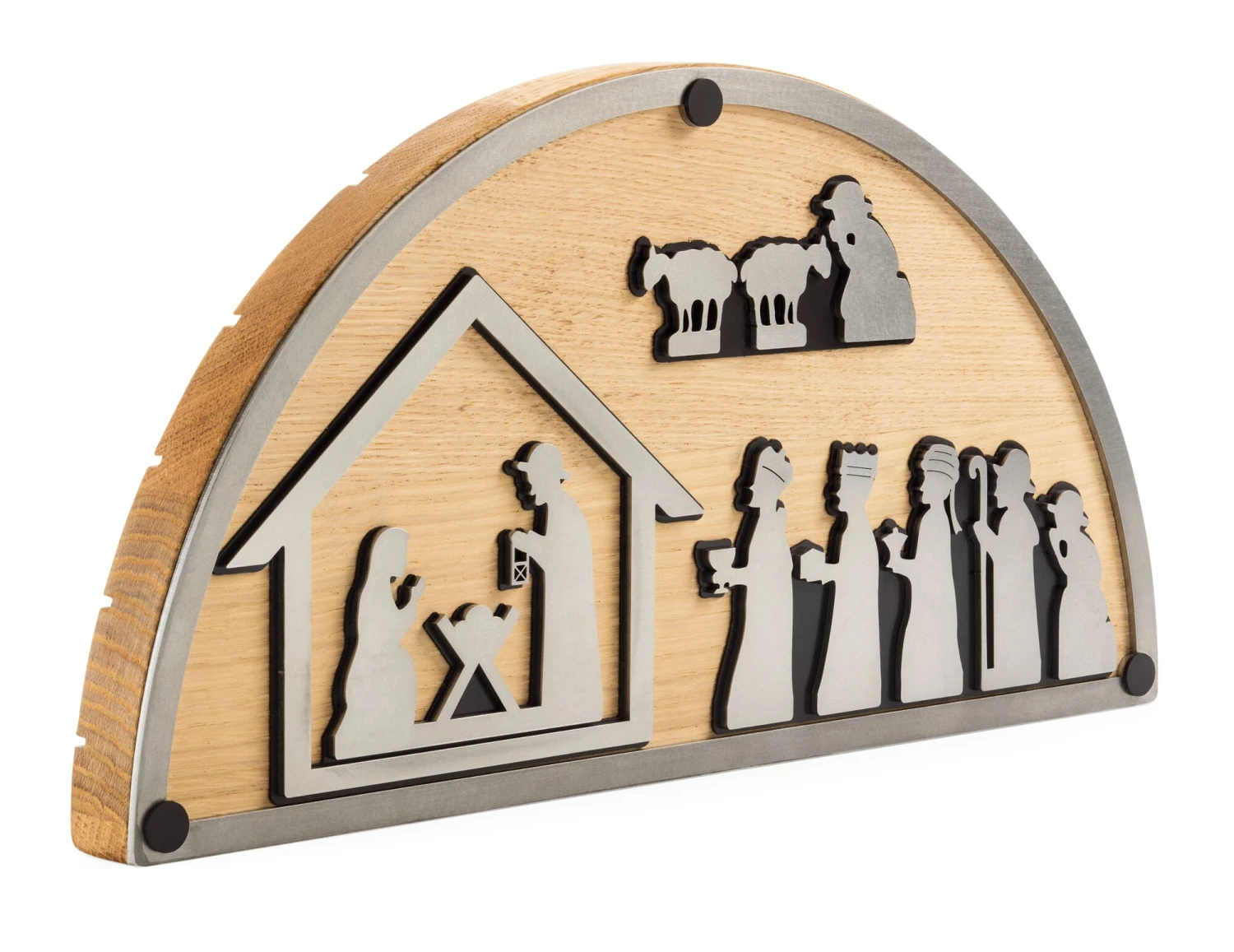 Weihnachtskrippe Edelstahl, Eiche 2 Weihnachtskrippe Edelstahl, Eiche – Bild 2