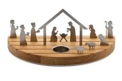 Weihnachtskrippe Edelstahl, Eiche